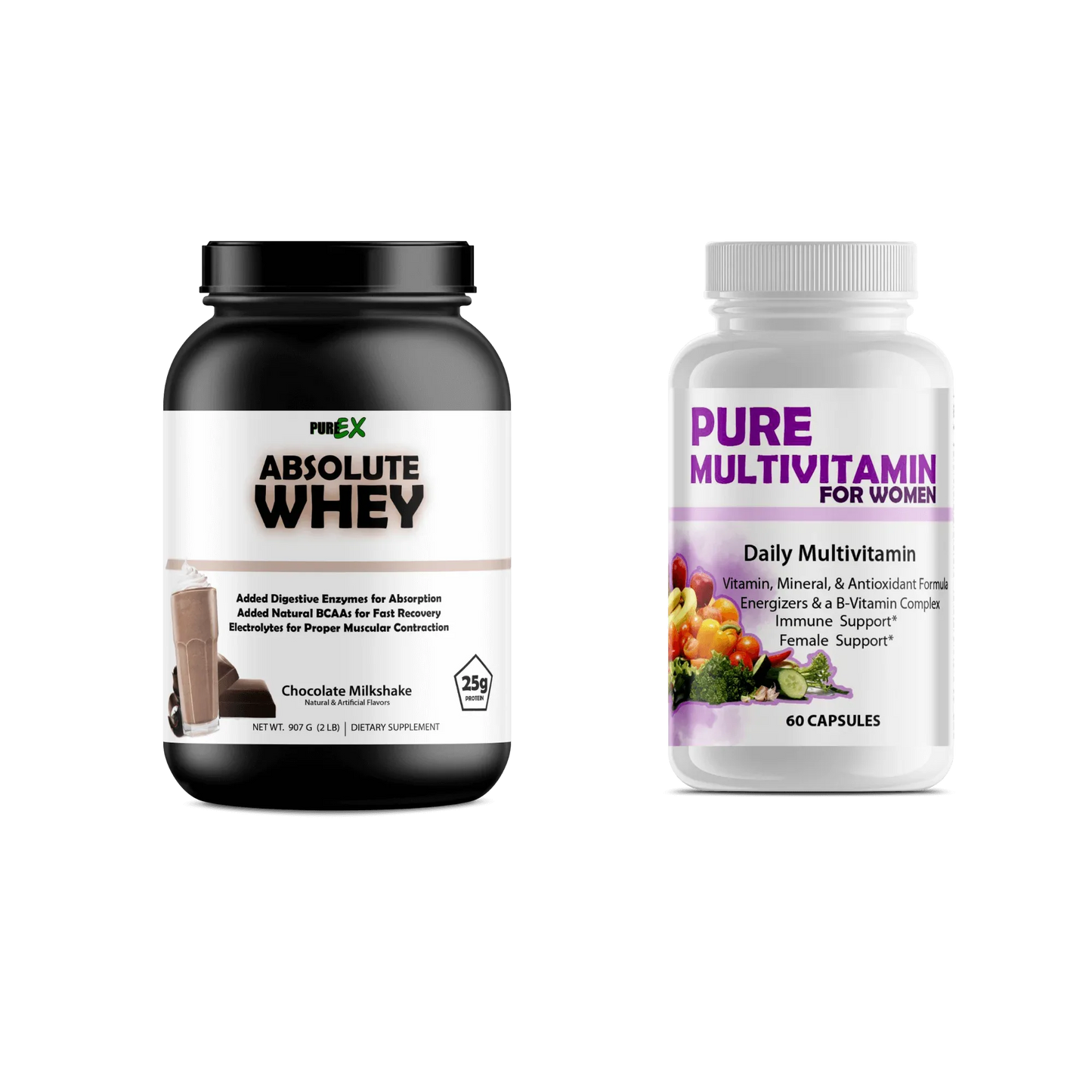 Multivitamins + Protein Pure Multivitamins Womens + Absolute Whey Chocolate