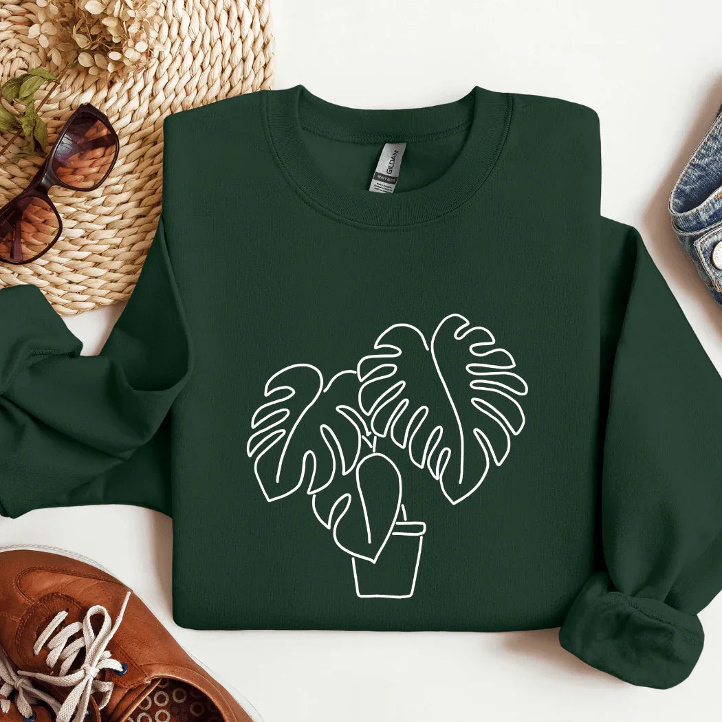 Monstera Plant Crew Sweatshirt 2XL