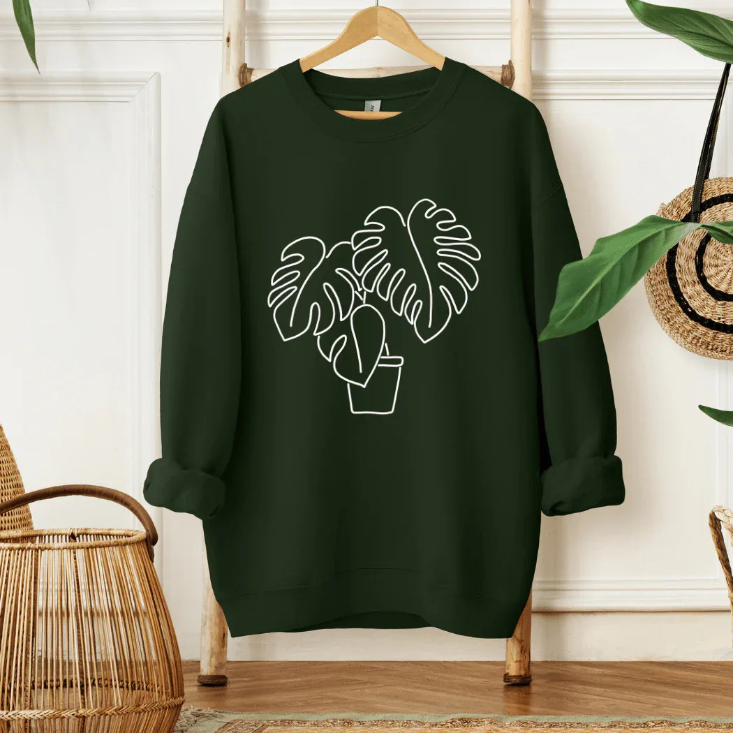 Monstera Plant Crew Sweatshirt 2XL