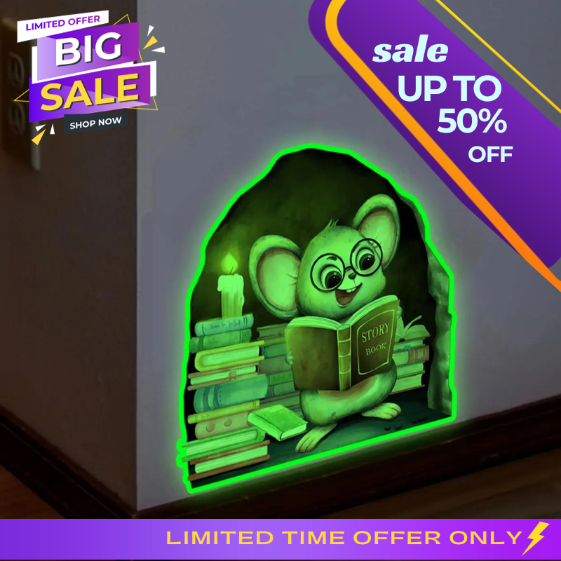 Cartoon Mouse Hole Luminous Wall Stickers