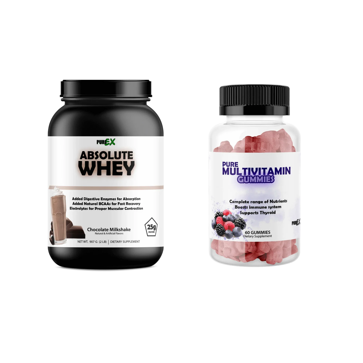 Multivitamins + Protein Pure Multivitamins Gummies + Absolute Whey Chocolate
