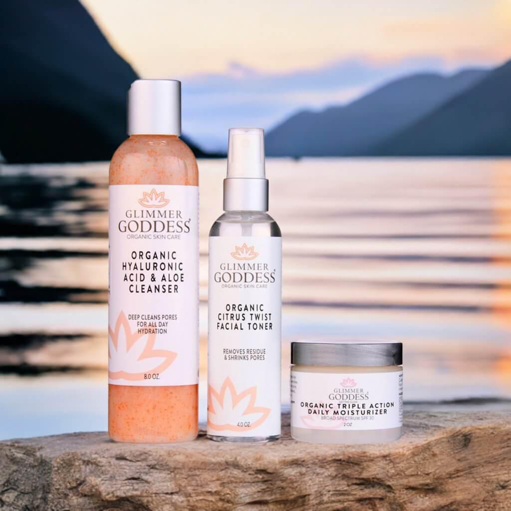 Organic 3 Step Anti-Aging Skin Care Kit - Cleanse, Tone, Hydrate Default Title