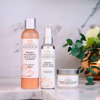 Organic 3 Step Anti-Aging Skin Care Kit - Cleanse, Tone, Hydrate Default Title