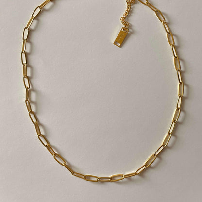 Paperclip Chain Necklace-Gold Default Title