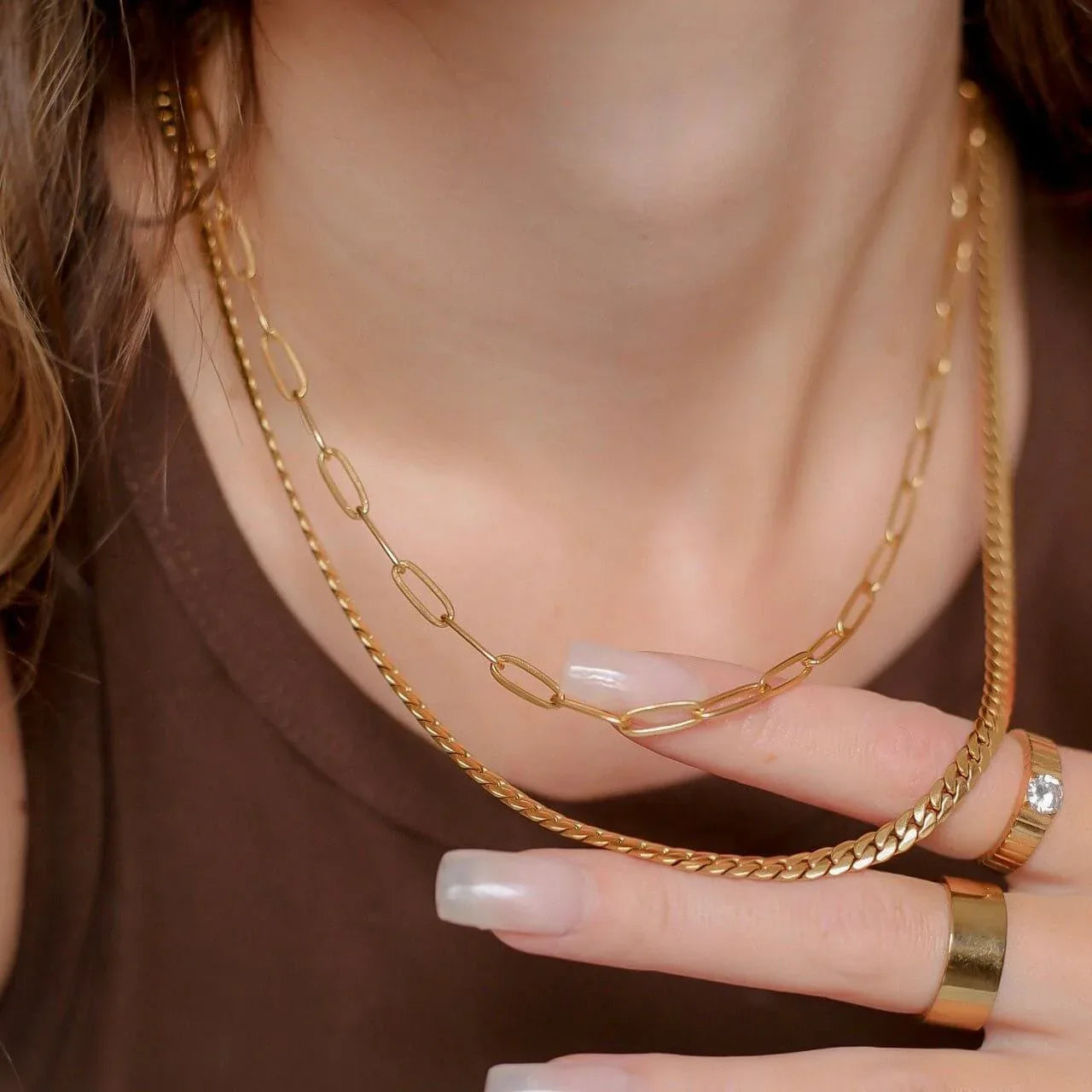 Paperclip Chain Necklace-Gold Default Title