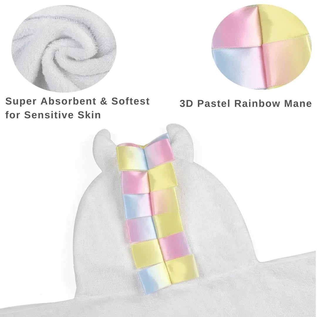 White Unicorn Hooded Towel Default Title