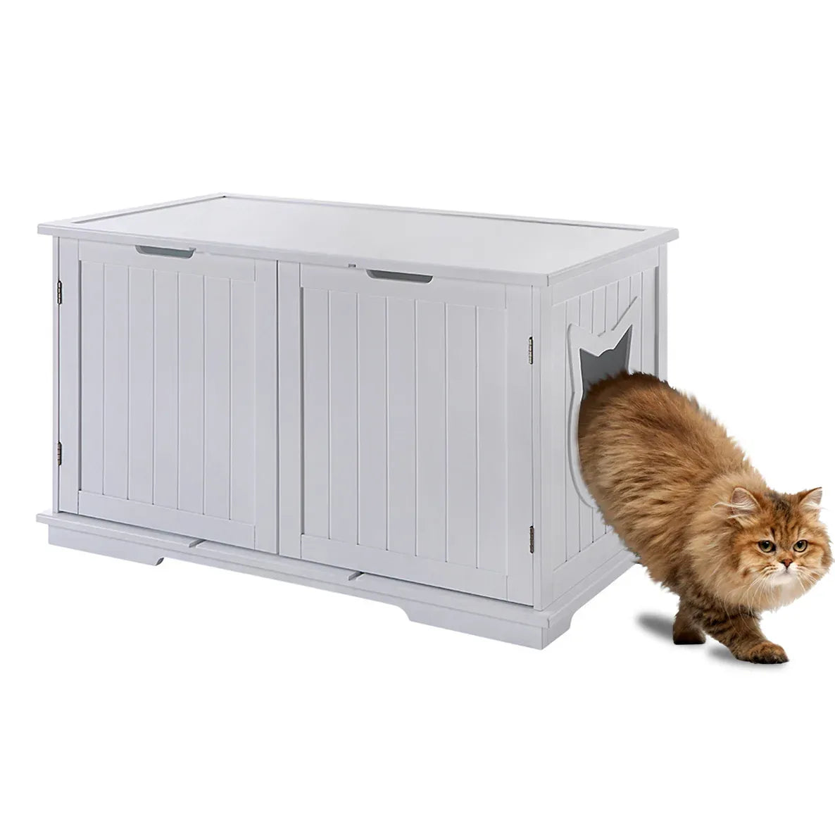 X-Large Cat Washroom Bench Litter Box Enclosure Furniture Box House Brown