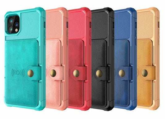 360 Protection Magnetic Leather Wallet Armor Case for iPhone green / For iPhone 13Pro Max