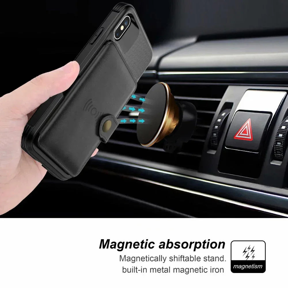 360 Protection Magnetic Leather Wallet Armor Case for iPhone green / For iPhone 13Pro Max