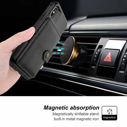360 Protection Magnetic Leather Wallet Armor Case for iPhone green / For iPhone 13Pro Max