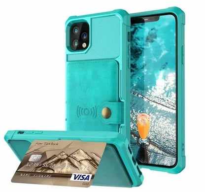 360 Protection Magnetic Leather Wallet Armor Case for iPhone green / For iPhone 13Pro Max
