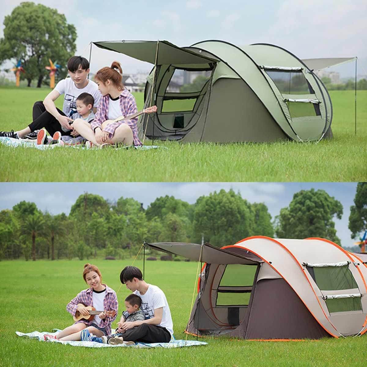 Large Capacity 4 to 5 Persons Automatic Pop Up Camping Tent Army Green / Onetify