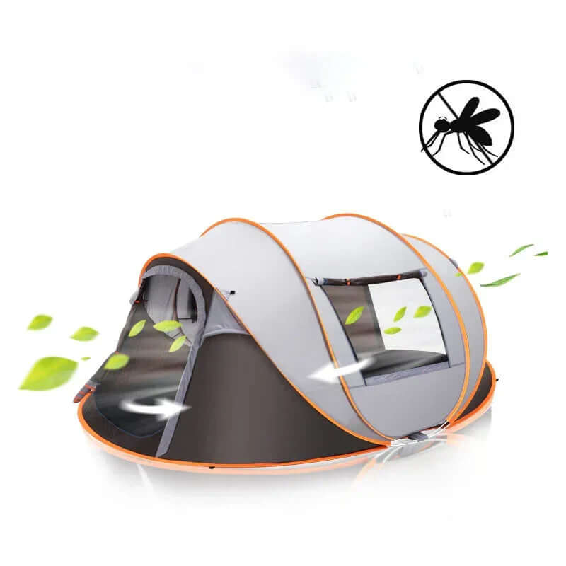 Large Capacity 4 to 5 Persons Automatic Pop Up Camping Tent Army Green / Onetify