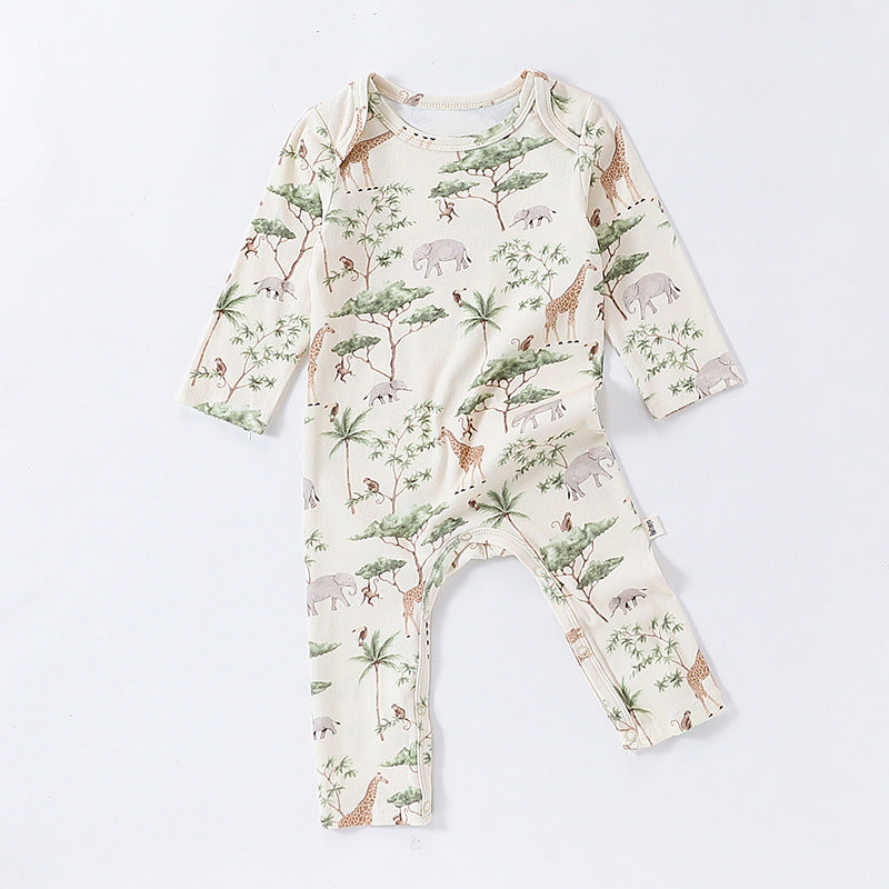 Autumn and Spring Arrival Baby Unisex Animals Pattern Long Sleeves Crew Neck Rompers