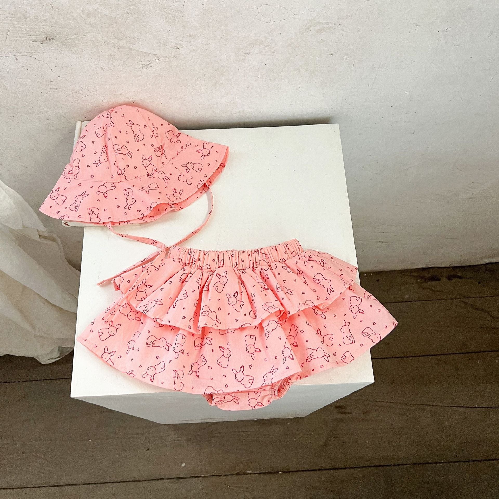 Summer Baby Kids Girls Comfortable Rabbit Cartoon T-Shirt And Shorts Clothing Set