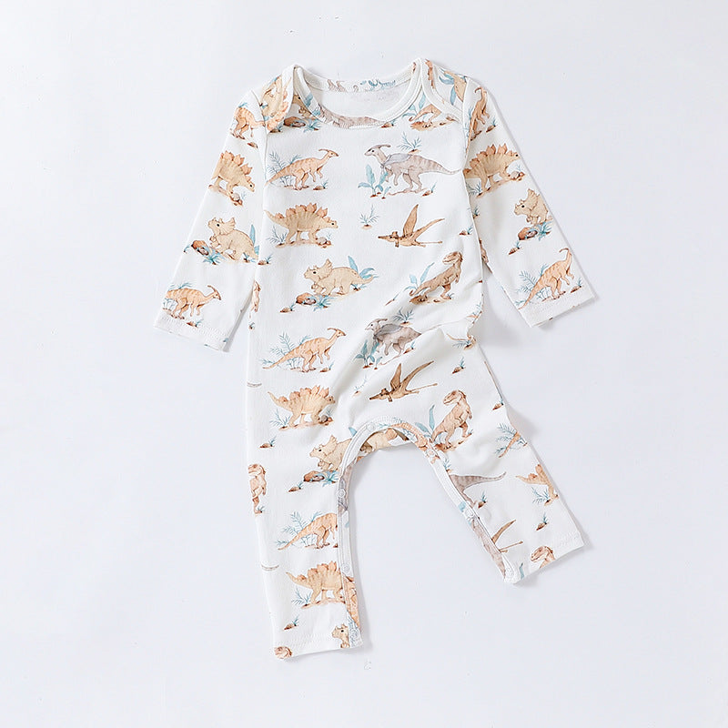 Autumn and Spring Arrival Baby Unisex Animals Pattern Long Sleeves Crew Neck Rompers