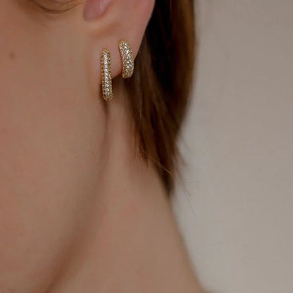 Rectangle Stone Earrings - Gold with White Stone Default Title