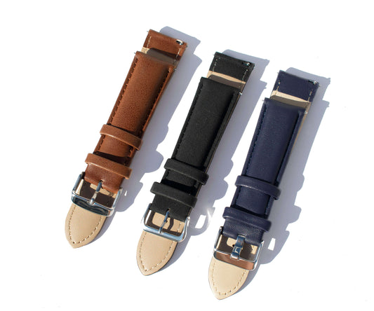 Quick-Release Genuine Leather Watch Straps Black - Suede