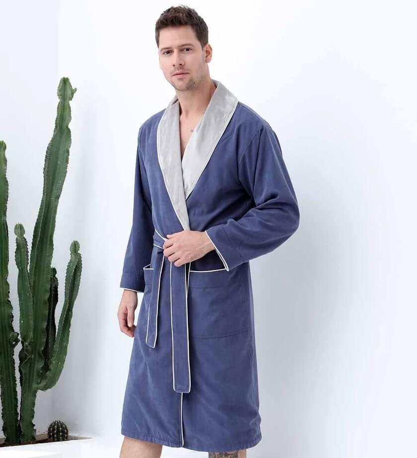 Men's Luxury Microfiber Spa Robe Blue / XXL