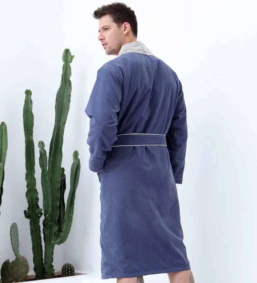 Men's Luxury Microfiber Spa Robe Blue / XXL
