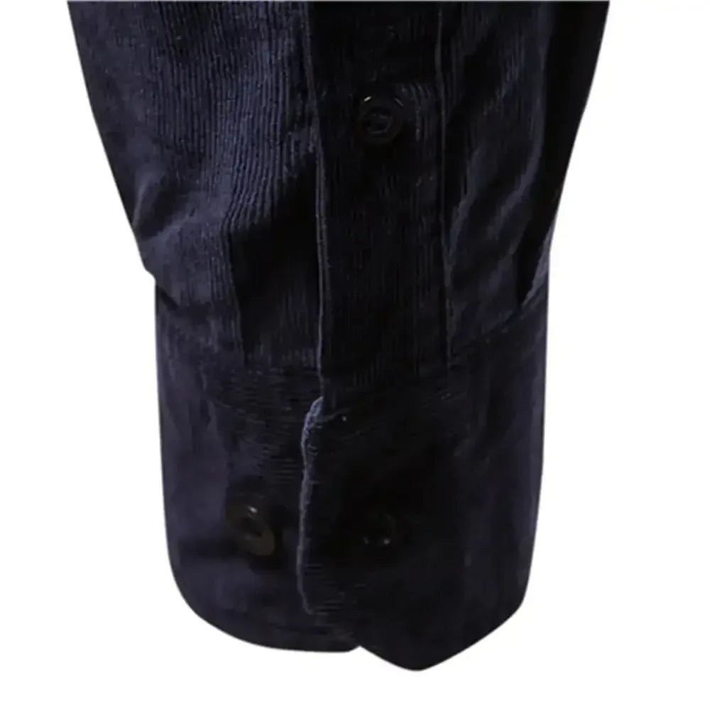 Men's Business Casual Corduroy Shirt Navy Blue / M 55-65kg