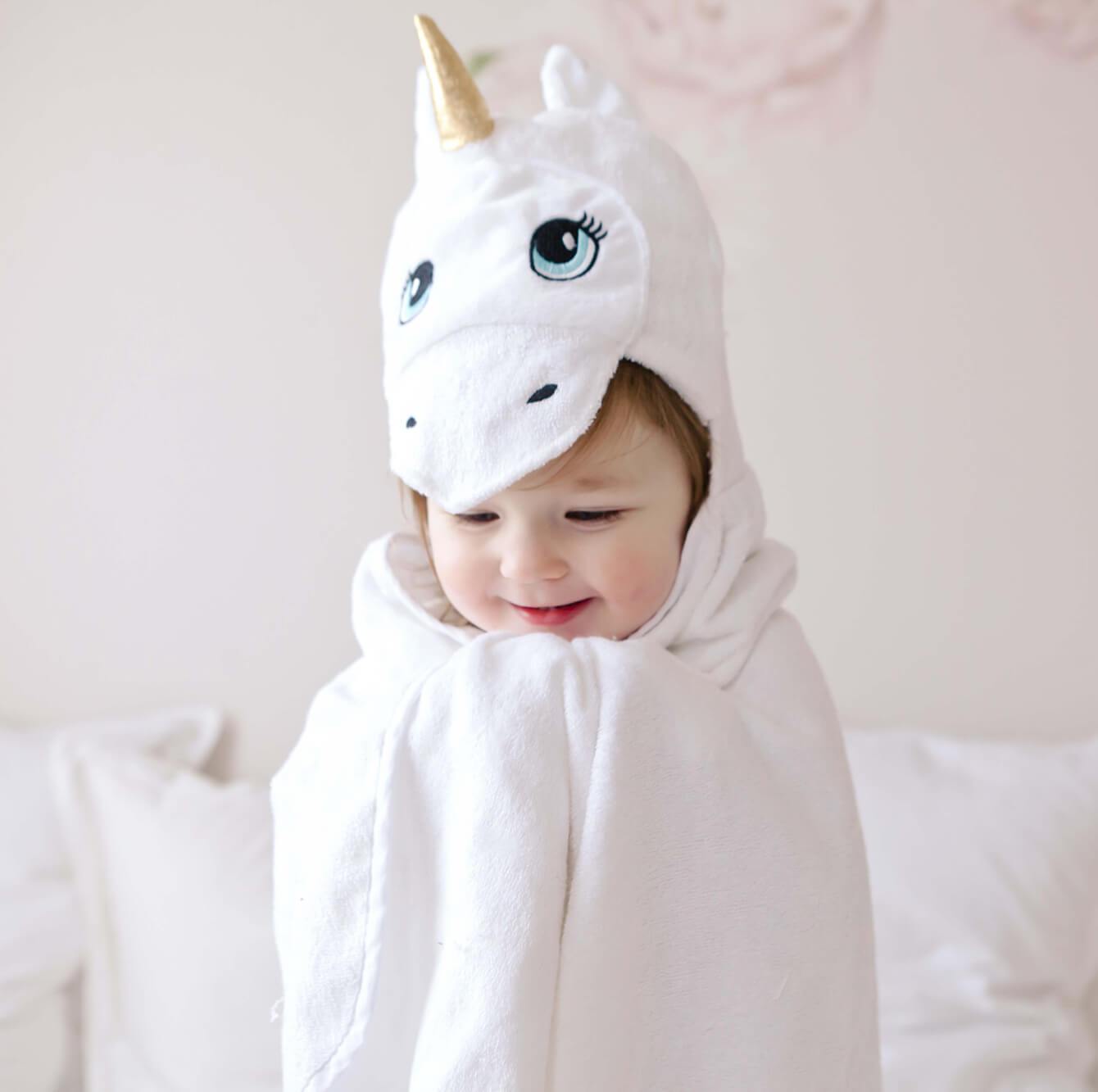 White Unicorn Hooded Towel