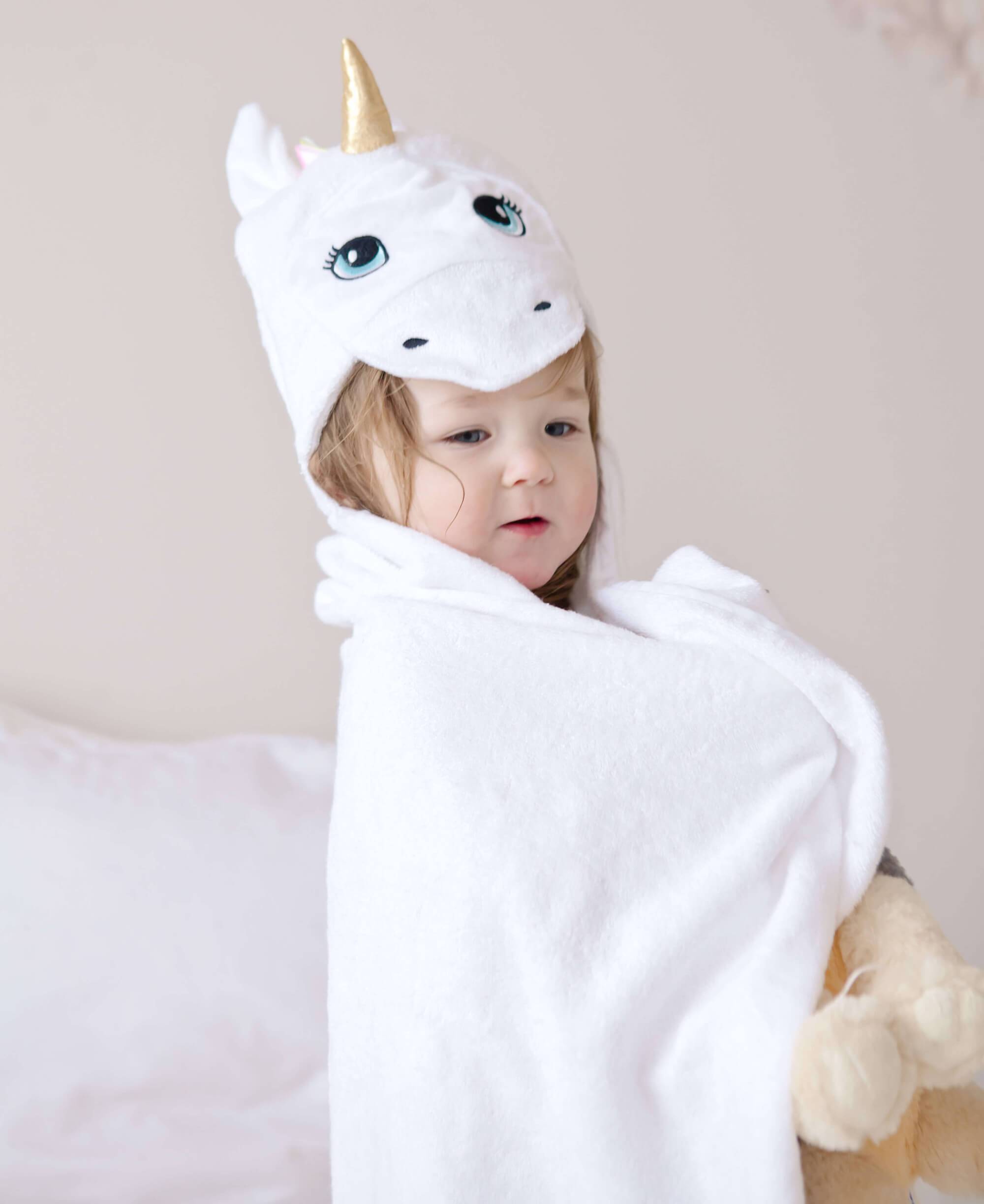 White Unicorn Hooded Towel