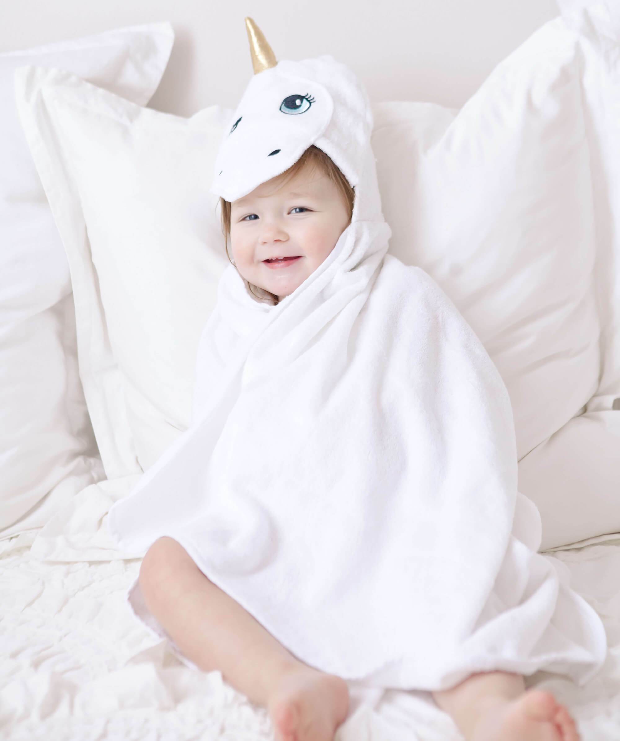 White Unicorn Hooded Towel