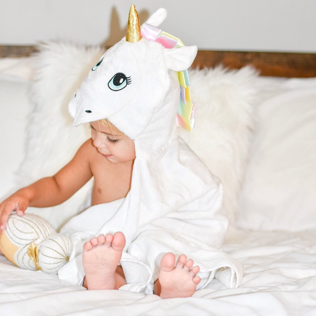 White Unicorn Hooded Towel