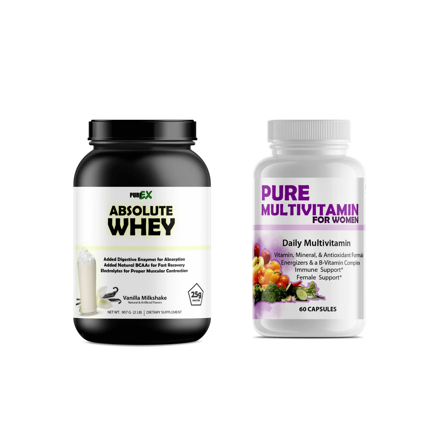 Multivitamins + Protein Pure Multivitamins Womens + Absolute Whey Vanilla