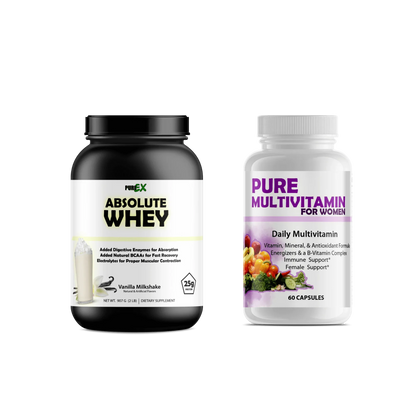 Multivitamins + Protein Pure Multivitamins Womens + Absolute Whey Vanilla