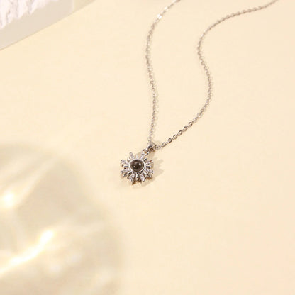 Personalized Projection Photo Necklace Custom Picture Sunflower Pendant Silver / 40cm / United States