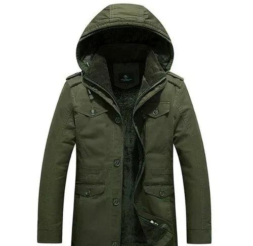 Mens Hooded Military Style Coat S / Army Green