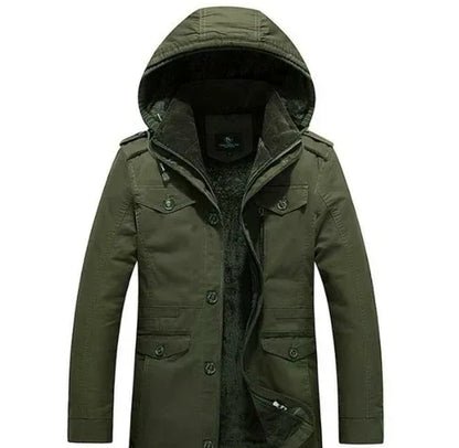 Mens Hooded Military Style Coat S / Army Green