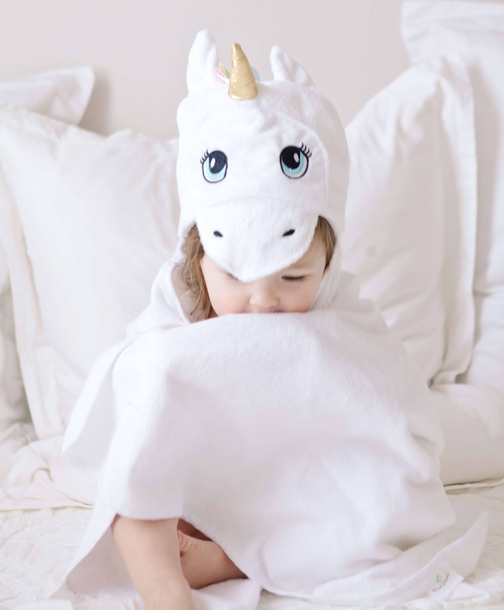 White Unicorn Hooded Towel