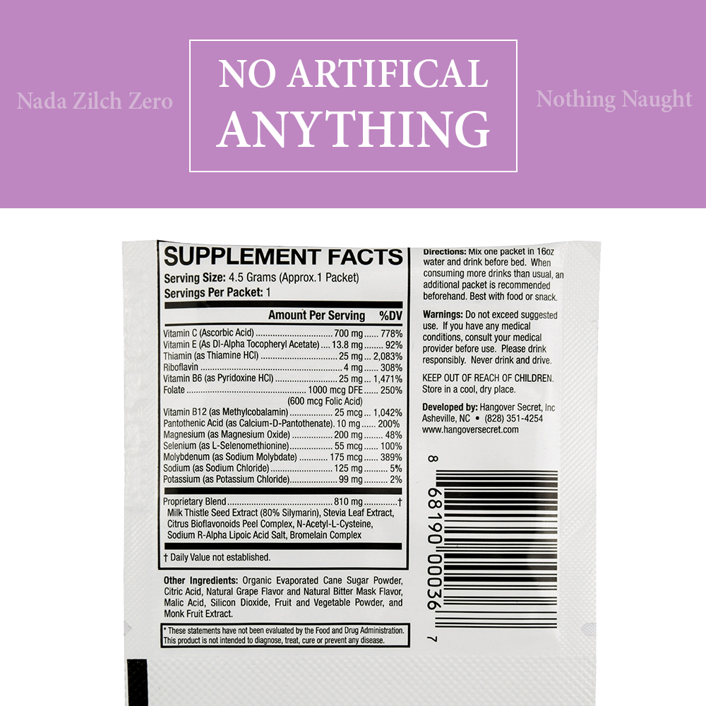 Hangover Secret | Pharmacist Developed - 10 Pack - With Electrolytes