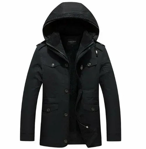 Mens Hooded Military Style Coat S / Black