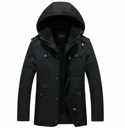 Mens Hooded Military Style Coat S / Black