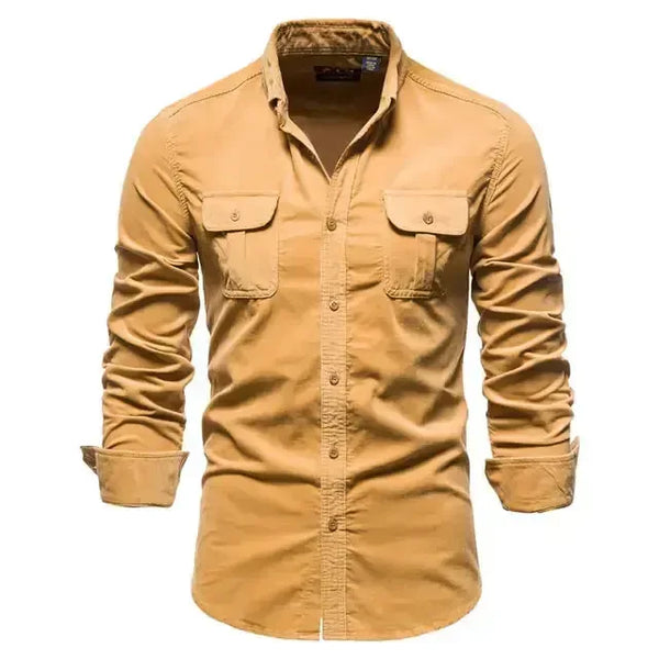 Men's Business Casual Corduroy Shirt Yellow / XXXL 88-95kg