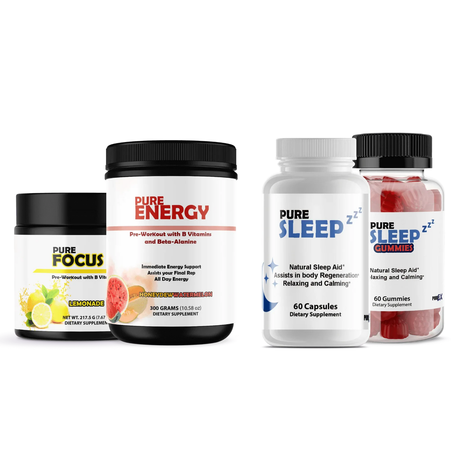 Sleep + Pre-Workout Pure Sleep Pills + Pure Energy Honeydew Watermelon