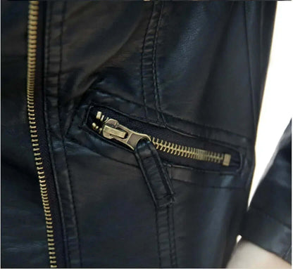 Womens Cropped Vegan Leather Jacket M / Black