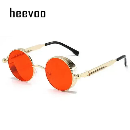 Fashion Round Sun Glasses Gold Red