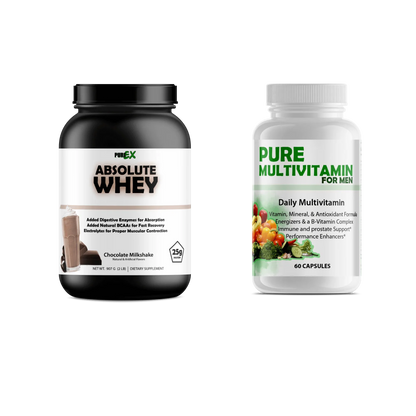 Multivitamins + Protein Pure Multivitamins Mens + Absolute Whey Chocolate