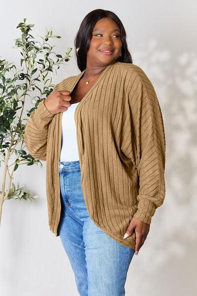 Basic Bae Full Size Ribbed Cocoon Cardigan Black / S