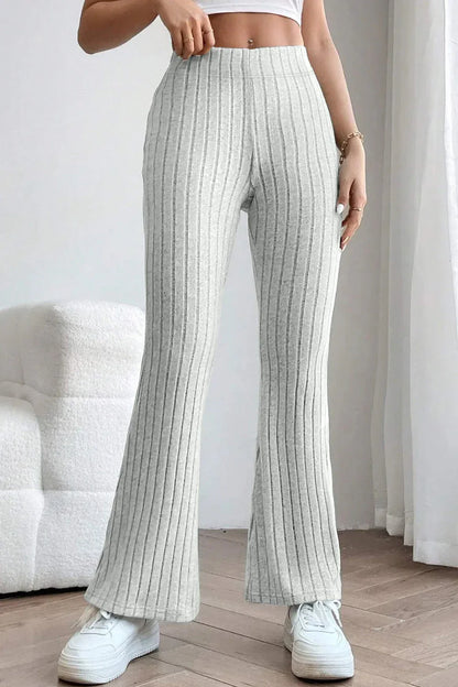 Basic Bae Full Size Ribbed High Waist Flare Pants Black / S