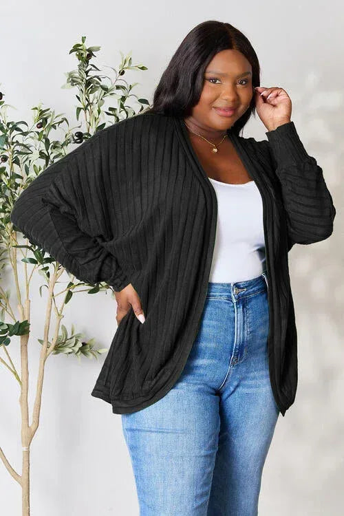 Basic Bae Full Size Ribbed Cocoon Cardigan Black / S