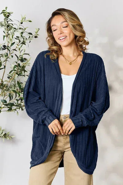 Basic Bae Full Size Ribbed Cocoon Cardigan Navy / S