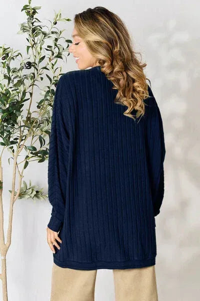 Basic Bae Full Size Ribbed Cocoon Cardigan Black / S