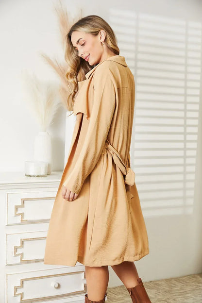 Culture Code Full Size Tied Trench Coat with Pockets Tan / S
